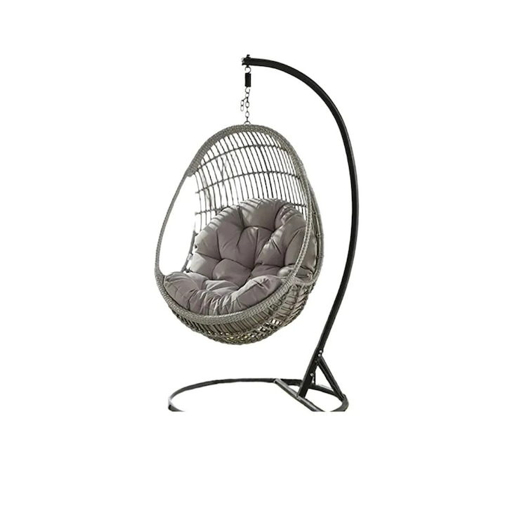 Perna suspendata tip ou pentru scaun, captuseala groasa si moale, design cu fermoar, interior si exterior, gri