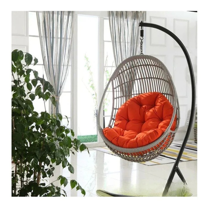 Perna suspendată tip ou, captuseală groasă, design cu fermoar, portocalie, 120x80cm