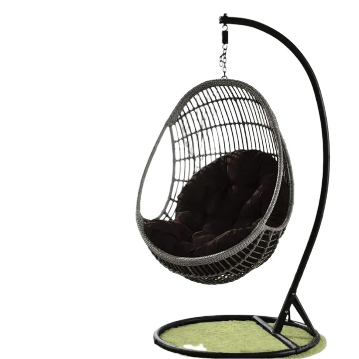 Perna suspendata tip ou pentru scaun, captuseala groasa si moale, design cu fermoar, interior si exterior, neagra