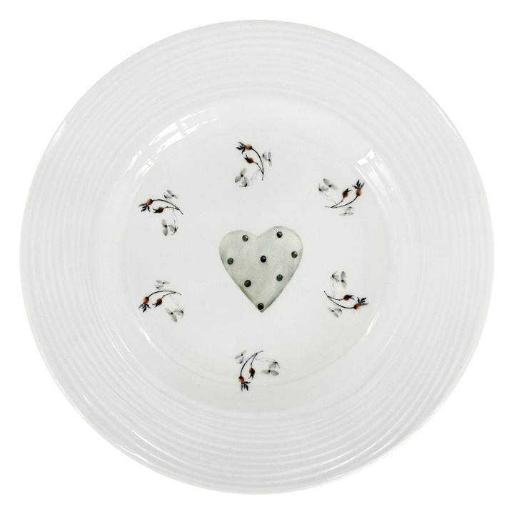 Десертна чиния от порцелан Croft Advent Berries 20,5см, бяла, кръгла