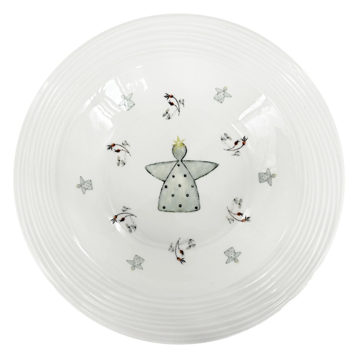 Mélytányér porcelánból Croft Advent Berries, 23 cm, fehér/piros/zöld, karácsonyi készlet