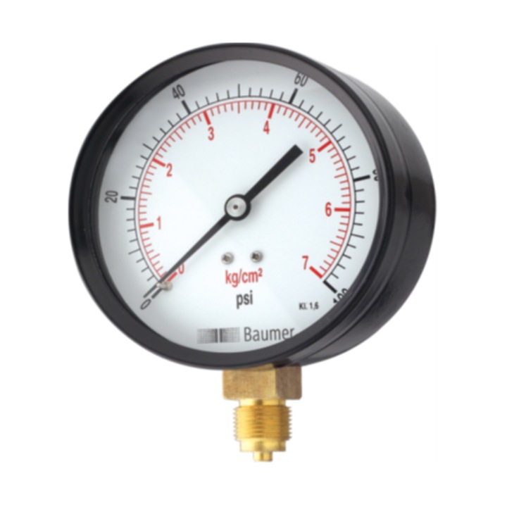 Manometru 100 mm, 0-2.5 bar, G1/2'', otel