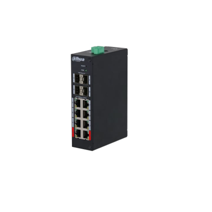 Dahua 12 portos PoE asztali switch, 8x100M RJ-45, 4xGbit SFP