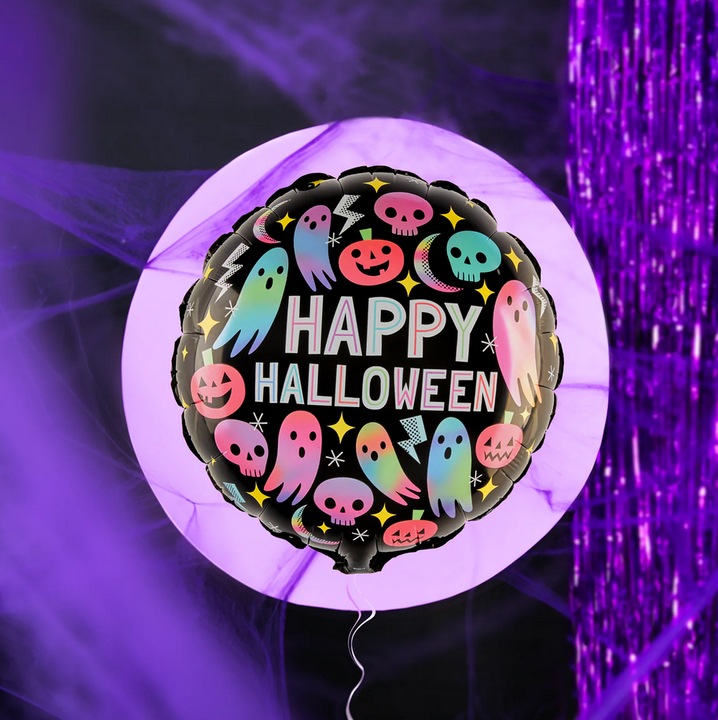 Halloween fólia lufi, PARTYPAL, 45 cm, szellemes és koponyás mintával, 1 db-os készlet.