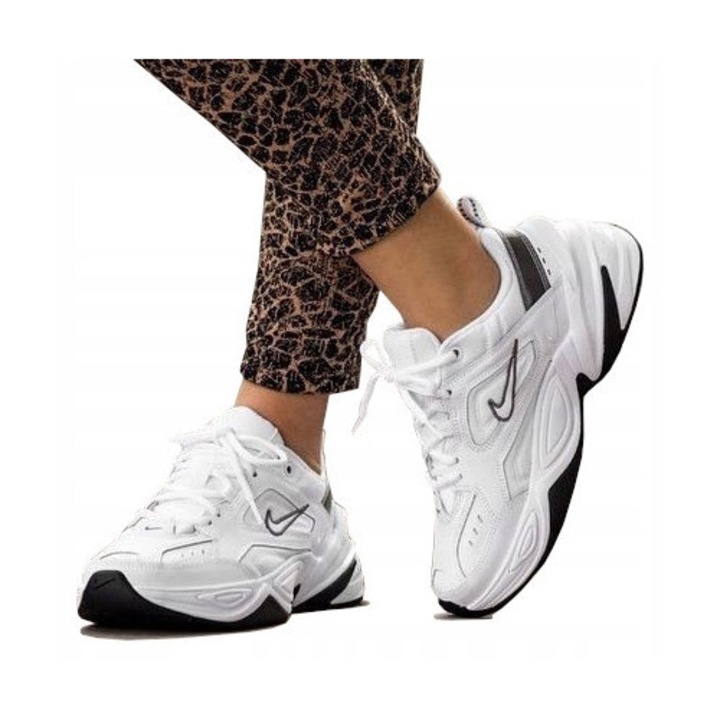 Pantofi sport unisex Nike M2K Tekno, piele naturala/piele ecologica/plasa, alb/negru, 40 EU
