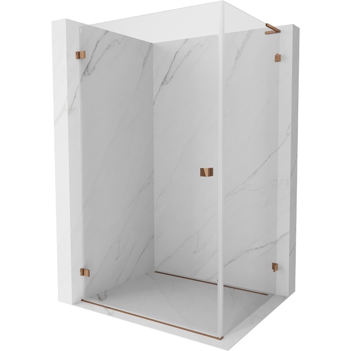 Mexen Lunar-B L cabina de dus cu usa batanta stanga 75 x 70 cm, transparent, aur roz - 832L-075-070-60-00-L