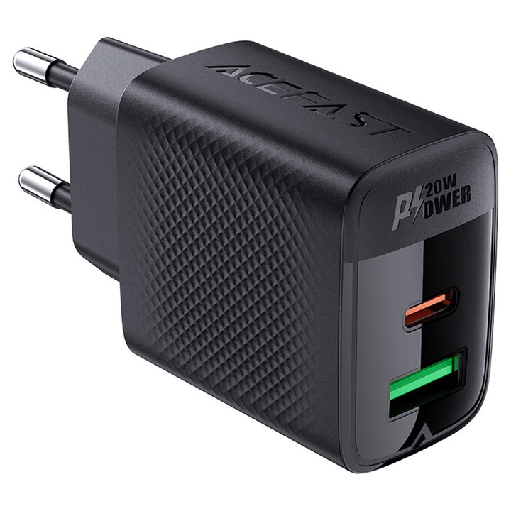 Fali Töltő, USB, Type-C, PD20W, 5V/3A, Gyors Töltés, L16, Fekete