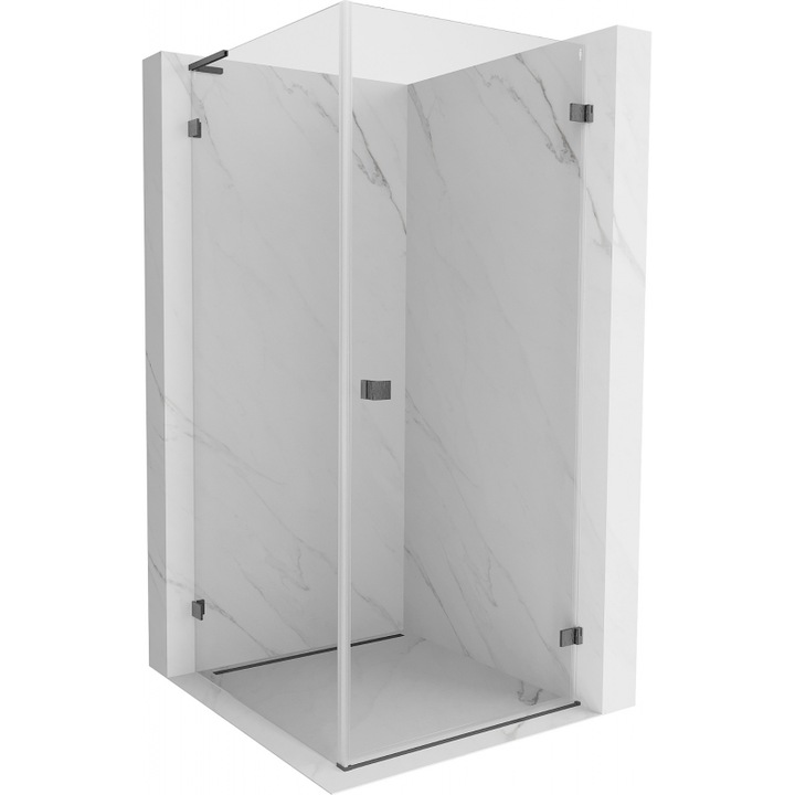 Mexen Lunar-B L cabina de dus pivotanta dreapta 70 x 70 cm, transparenta, gri mat periat - 832L-070-070-66-00-P