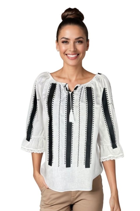 Bluza dama RFN 2 alb/negru mahon, marimea 3XL