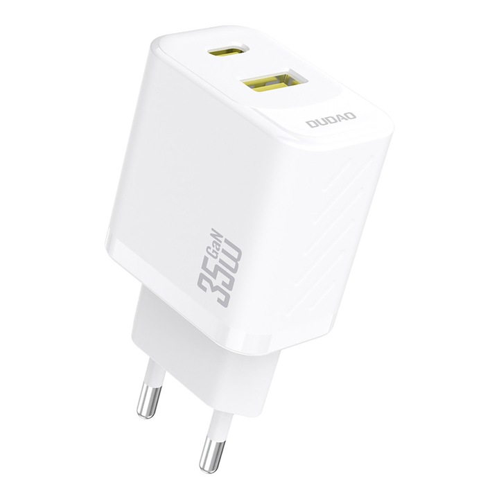 Dudao A27 Max hálózati töltő, 1x USB-A, 1x USB-C, 35W, Fehér
