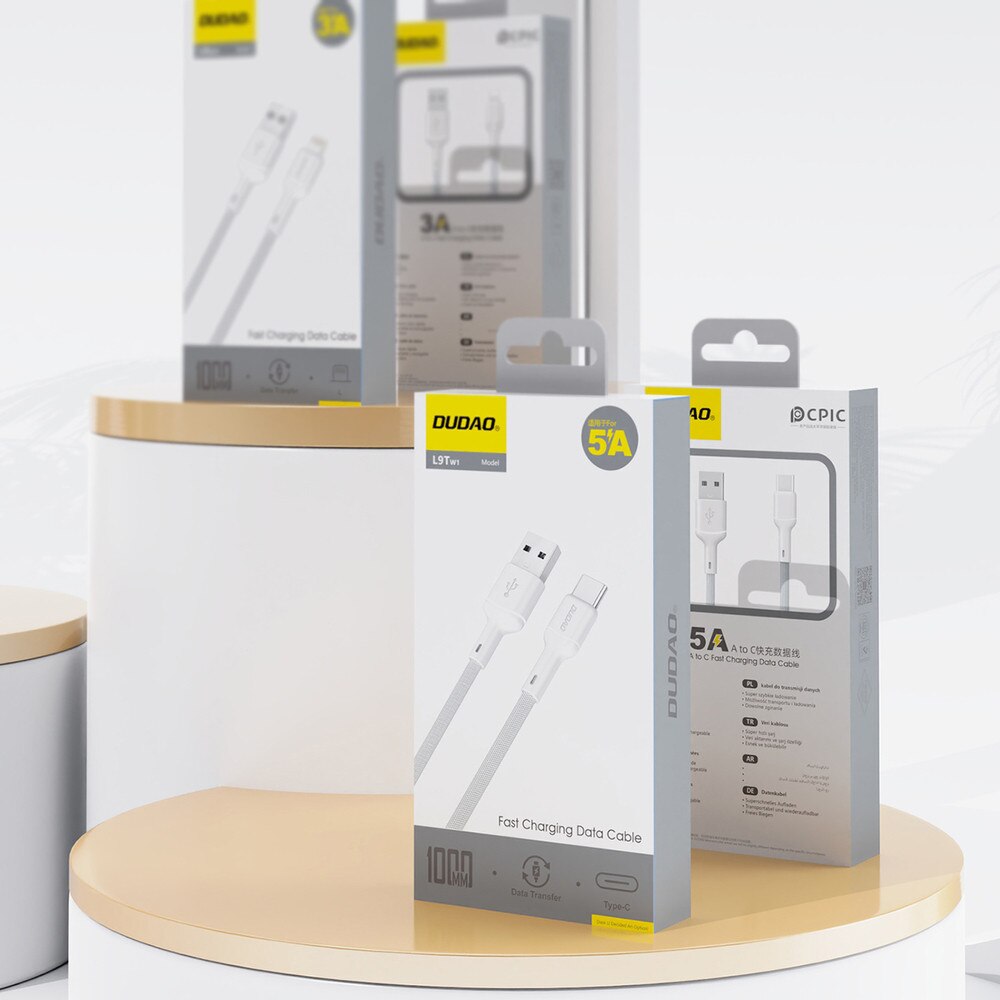 Cablu Dudao L9T, USB-A/USB-C, 5A, alb, 1m - eMAG.ro