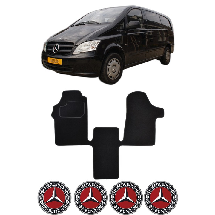 Set Covorase CRI-FLO pentru MERCEDES-BENZ VITO / MIXTO Van (W639) din 2003-2012, Material Textil, 4 Stickere auto cu MERCEDES-BENZ