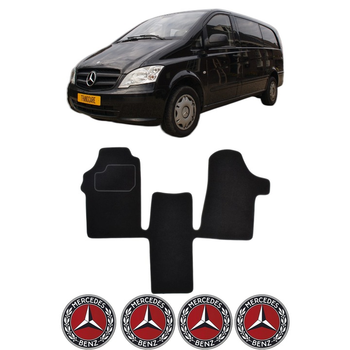 Set Covorase Presuri MERCEDES-BENZ VITO / MIXTO Van (W639) din 2003-2012, Auto, Material Textil Mocheta, 4 Stickere auto cu MERCEDES-BENZ