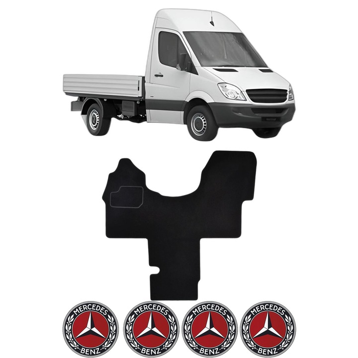 Set Covorase Presuri MERCEDES-BENZ SPRINTER 3, 5-t Platform/Chassis (B906) din 2006-2018, Auto, Material Textil Mocheta, 4 Stickere auto cu MERCEDES-BENZ