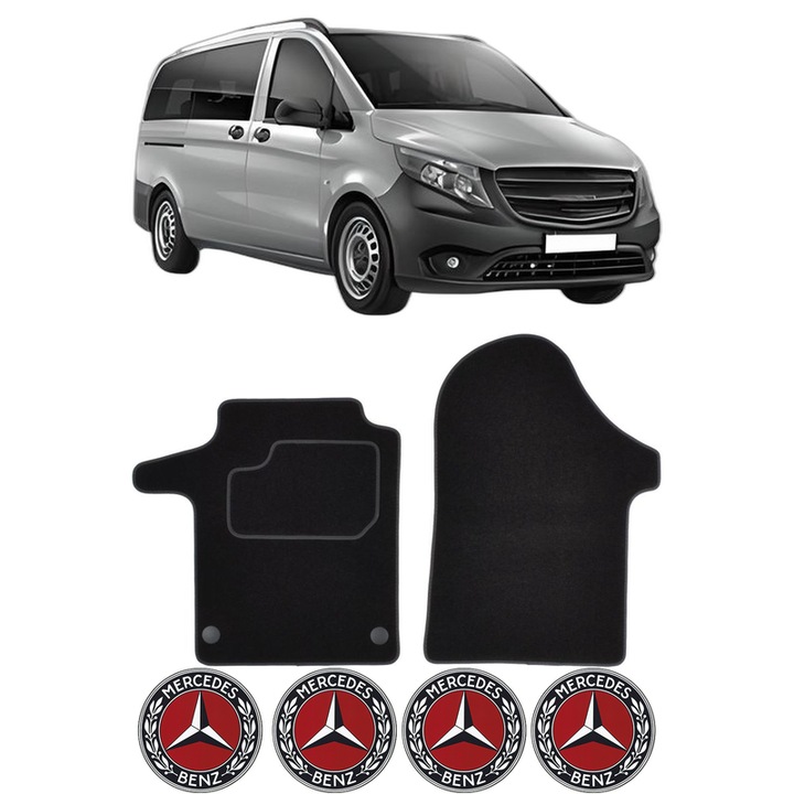 Set Covorase Presuri MERCEDES-BENZ VITO Tourer (W447) din 2014-2015, Auto, Material Textil Mocheta, 4 Stickere auto cu MERCEDES-BENZ