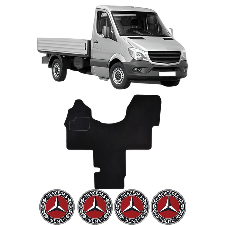 Set Covorase Presuri MERCEDES-BENZ SPRINTER 3-t Platform/Chassis (B906) din 2006-2018, Auto, Material Textil Mocheta, 4 Stickere auto cu MERCEDES-BENZ