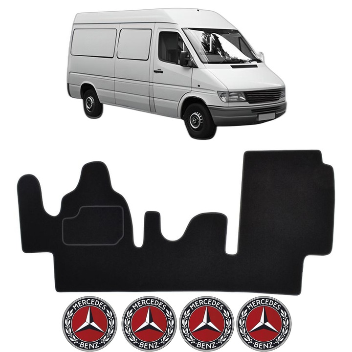 Set Covorase Presuri MERCEDES-BENZ SPRINTER 4-t Van (B904) din 1995-2006, Auto, Material Textil Mocheta, 4 Stickere auto cu MERCEDES-BENZ