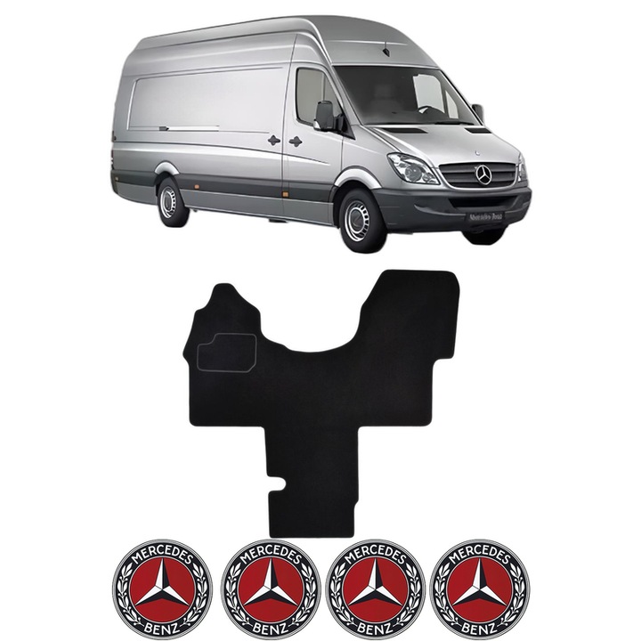 Set Covorase Presuri MERCEDES-BENZ SPRINTER 5-t Van (B906) din 2006-2018, Auto, Material Textil Mocheta, 4 Stickere auto cu MERCEDES-BENZ