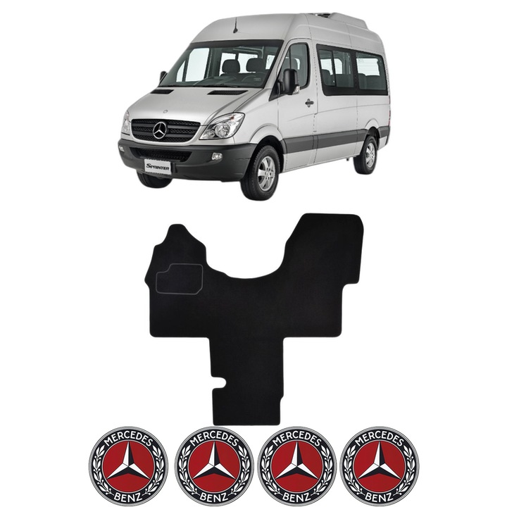 Set Covorase Presuri MERCEDES-BENZ SPRINTER 3, 5-t Bus (B906) din 2006-2018, Auto, Material Textil Mocheta, 4 Stickere auto cu MERCEDES-BENZ