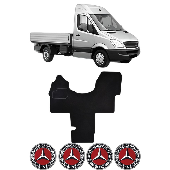 Set Covorase Presuri MERCEDES-BENZ SPRINTER 5-t Platform/Chassis (B906) din 2006-2018, Auto, Material Textil Mocheta, 4 Stickere auto cu MERCEDES-BENZ