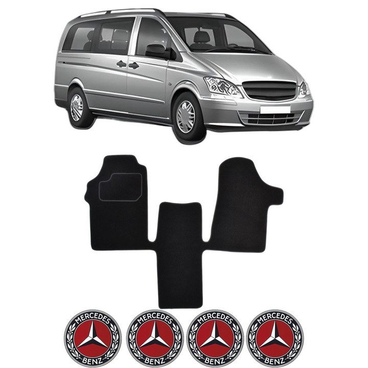 Set Covorase Presuri MERCEDES-BENZ VITO Bus (W639) din 2003-2014, Auto, Material Textil Mocheta, 4 Stickere auto cu MERCEDES-BENZ