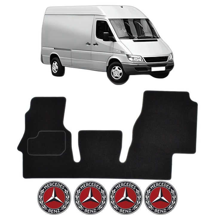 Set Covorase Presuri MERCEDES-BENZ SPRINTER 3-t Van (B903) din 1995-2006, Auto, Material Textil Mocheta, 4 Stickere auto cu MERCEDES-BENZ