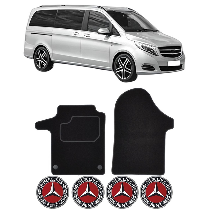 Set Covorase Auto CRI-FLO, pentru MERCEDES-BENZ VITO Mixto (Double Cabin) (W447) 2014-2015, Mocheta, Negru