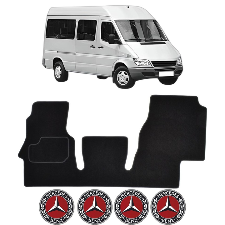 Set Covorase Presuri MERCEDES-BENZ SPRINTER 3-t Bus (B903) din 1995-2006, Auto, Material Textil Mocheta, 4 Stickere auto cu MERCEDES-BENZ