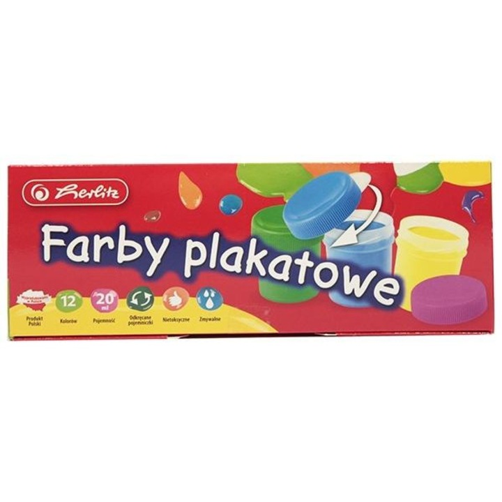 HERLITZ poszterfesték 12 szín 20ml nem mérgező többszínű