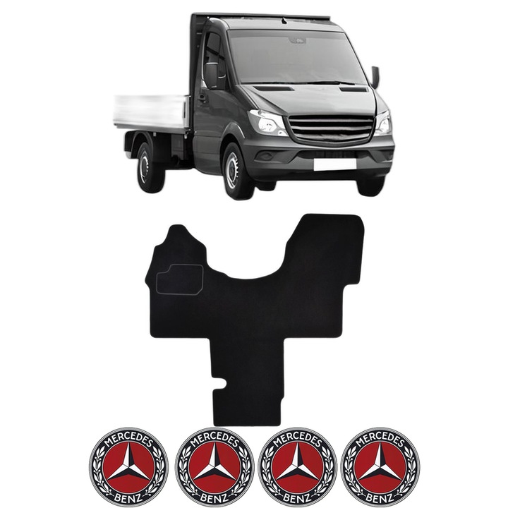 Set Covorase Presuri MERCEDES-BENZ SPRINTER 4, 6-t Platform/Chassis (B906) din 2006-2018, Auto, Material Textil Mocheta, 4 Stickere auto cu MERCEDES-BENZ