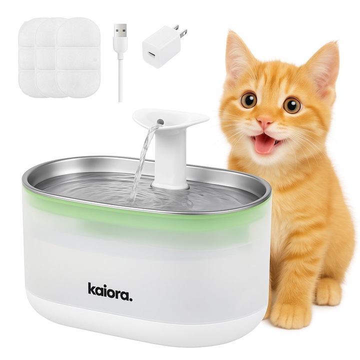 Fantana automata de apa pentru animale Kaiora, inox igienic, 2 moduri de curgere, 2,1L