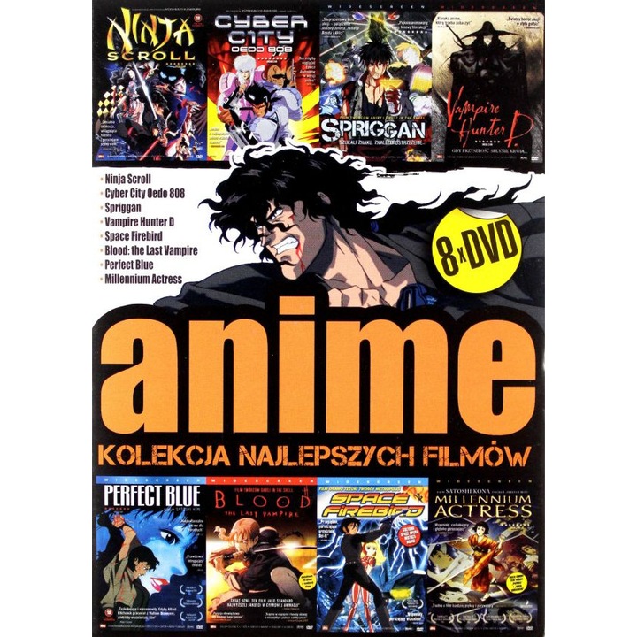 Kolekcja najlepszych filmów anime: Ninja scroll / Cyber City Odeo 808 / Spriggan / Vampire Hunter D. / Space Firebird / Blood the Last Vampire / Perfect Blue / Millenium Actress [BOX] [8DVD]