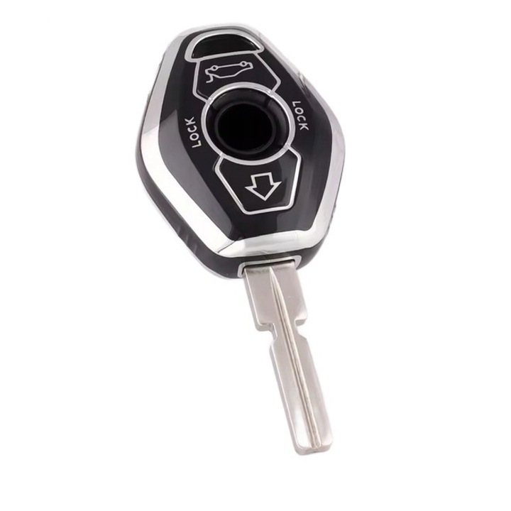 Etui pentru cheie auto BMW, TPU, protectie, culoare metalica