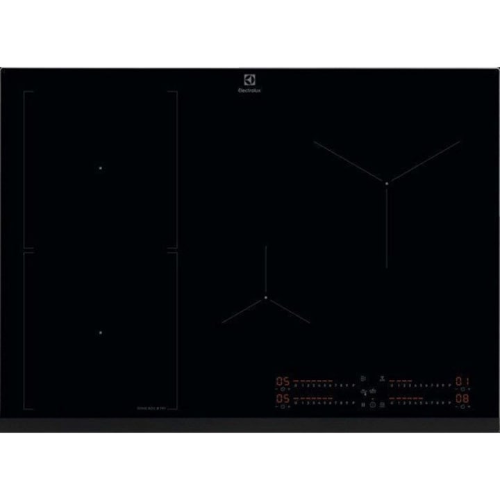 Plita cu Inductie Electrolux EIS77453, 68 cm, 4 Zone Infinite, Hob2Hood, Functie Bridge, Control Slider, Negru