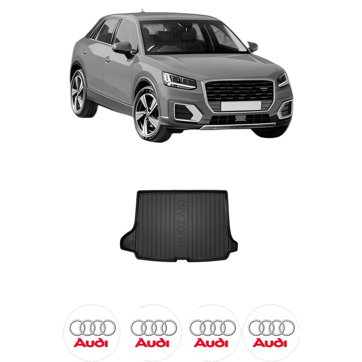 Tavita Portbagaj AUDI Q2 din 2016-2020, Protectie Portbagaj Auto, 4x Stickere auto cu AUDI