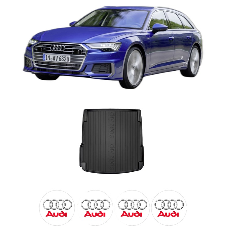 Tavita Portbagaj AUDI A6 C8 Avant (4A5) din 2018-2023, Protectie Portbagaj Auto, 4x Stickere auto cu AUDI