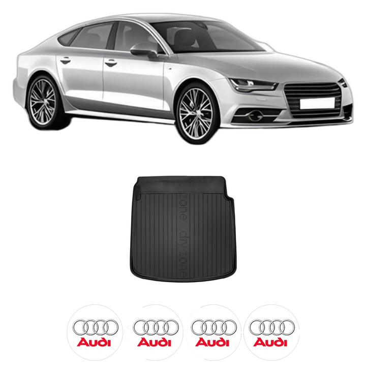 Tavita Portbagaj AUDI A7 Sportback (4GA, 4GF) din 2010-2018, Protectie Portbagaj Auto, 4x Stickere auto cu AUDI