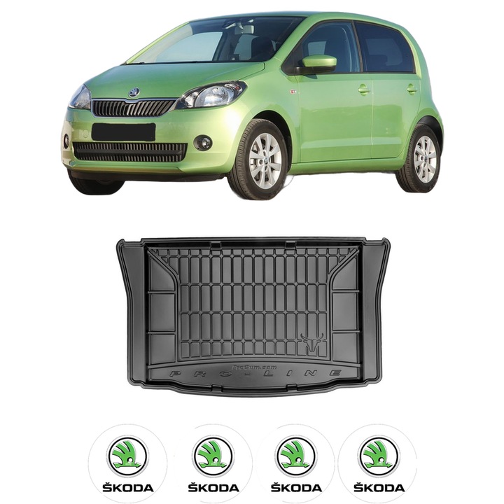 Tavita Portbagaj SKODA CITIGO (NF1) din 2011-2019, Protectie Portbagaj Auto, 4x Stickere auto cu SKODA