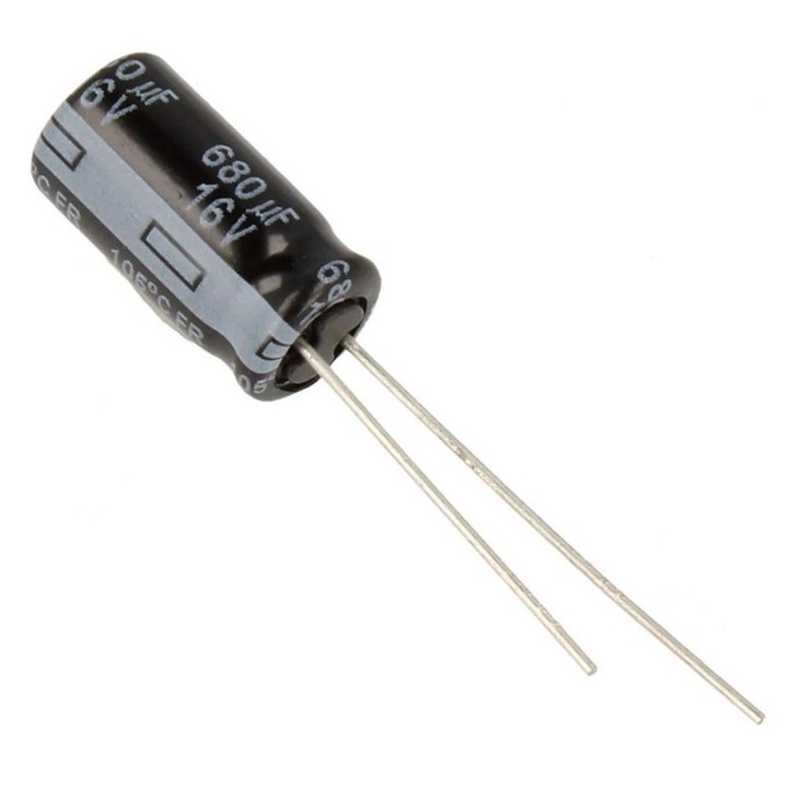 Condensator electrolitic radial Panasonic 680mF, 16V, 8x15mm, 1 buc
