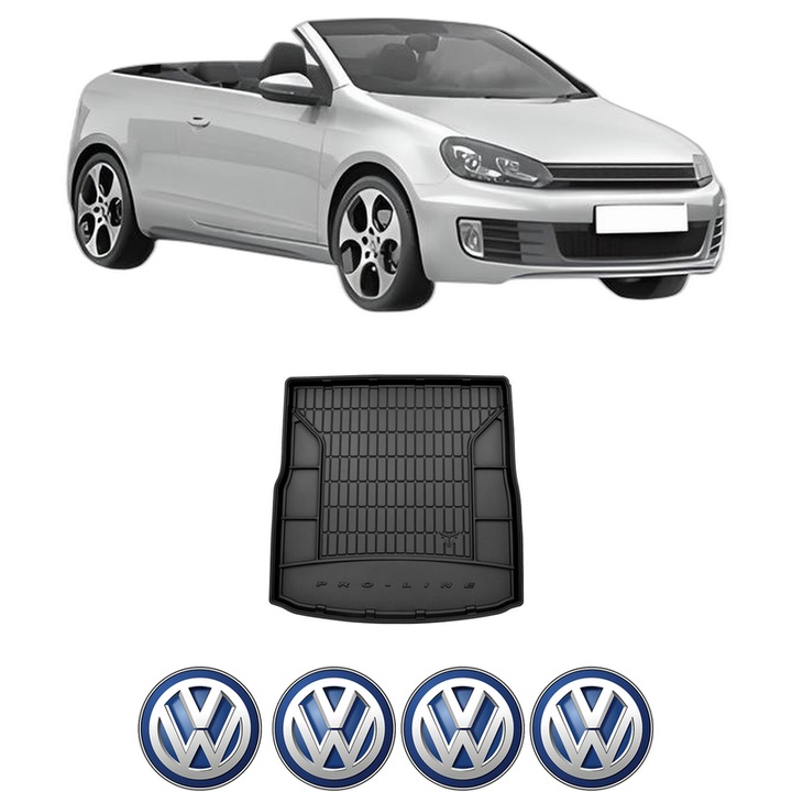 Tavita Portbagaj Volkswagen GOLF VI Convertible (517) din 2011-2016, Protectie Portbagaj Auto, 4x Stickere auto cu Volkswagen