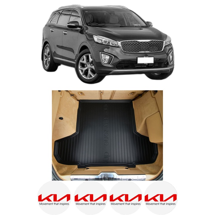 Tavita Portbagaj KIA SORENTO III (UM) din 2015-2020, Protectie Portbagaj Auto, 4x Stickere auto cu KIA