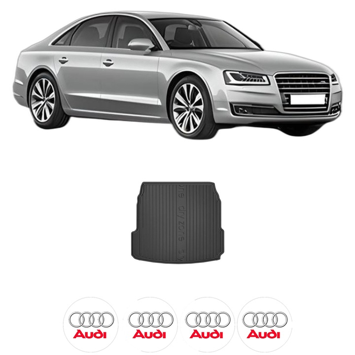 Tavita Portbagaj AUDI A8 D4 (4H2, 4H8, 4HC, 4HL) din 2009-2018, Protectie Portbagaj Auto, 4x Stickere auto cu AUDI