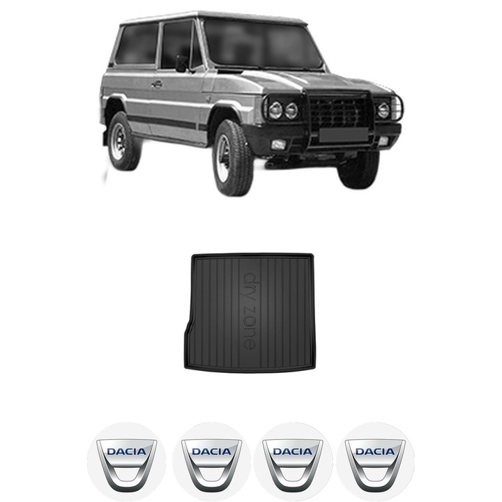 Tavita Portbagaj DACIA DUSTER din 2017-2023, Protectie Portbagaj Auto, 4x Stickere auto cu DACIA