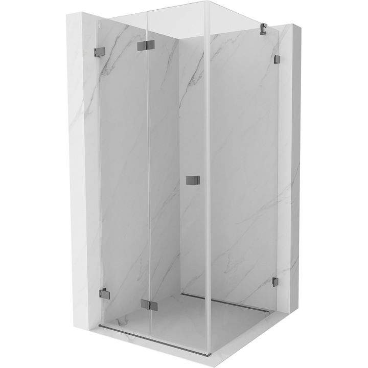 Cabina de dus rabatabila stanga Mexen Lunar-F 100 x 100 cm, transparenta, metal pistol - 836-100-100-95-00-L
