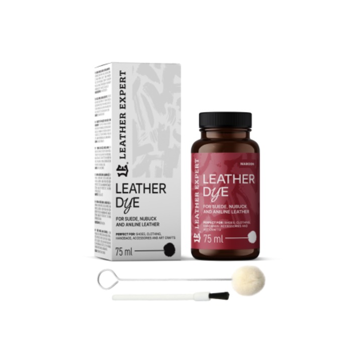 Velúrfesték Visiniu (bordó) Leather Expert, festék velúrhoz, nubukhoz, anilinbőrhöz 75ml