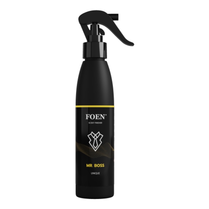 Prémium férfias autós illatosító, friss és energikus, fás és gyümölcsös jegyekkel, Foen Mr. Boss 185ml