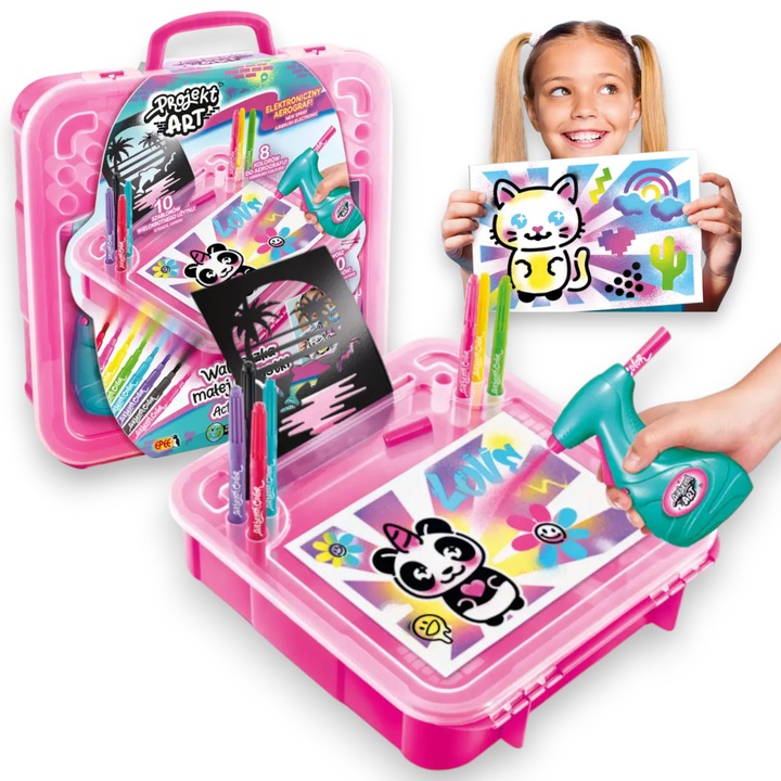 Set creativ pentru copii, 10 sabloane, 8 culori, 29x29x7cm, EPEE