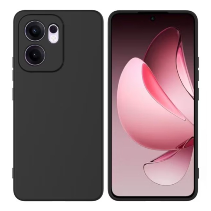 Калъф за телефон, съвместим с Oppo Reno 13F 5G / 13FS 5G, Противоударен, Защита на камерата, Вътрешна микрофибърна подплата ( кадифе ), Повдигнати ръбове за защита на екрана, Черен