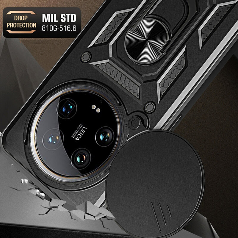 Husa telefon Mat-Tech compatibila cu Honor Magic7 Lite, Protectie Camera, Inel, Magnet, Anti-Shock, Rugged Protection, Negru
