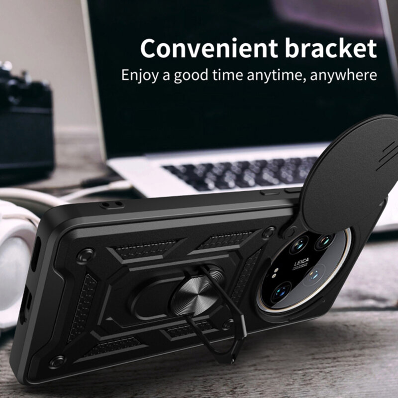Husa telefon Mat-Tech compatibila cu Honor Magic7 Lite, Protectie Camera, Inel, Magnet, Anti-Shock, Rugged Protection, Negru